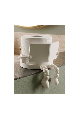 Kitap Okuyan Tuvalet Kağıdı Tutucusu 3d Baskı Eklemli Eğlenceli Banyo Aksesuarı Beyaz