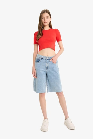 DeFacto Coool Fitted Crop Basic Düz Kırmızı Kısa Kollu Tişört F8924AX25HSRD1