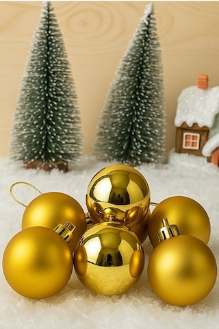 Beysüs Yılbaşı Çam Ağacı Süsü Cici Top 4 Cm 6 Lı Gold Diğer