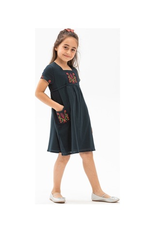 Melek Şile Bezi Çocuk Elbise Petrol Ptrl