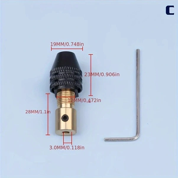 Trendooze Güneşli022 3.0mm Mikro Elektrikli Matkap Mandreni Küçük Mengene Seti