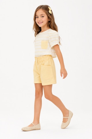 Eray Alp Kids Kız Çocuk Alaçatı Sarı Çizgili Tişört Şort Takımı Yazlık Günlük Model