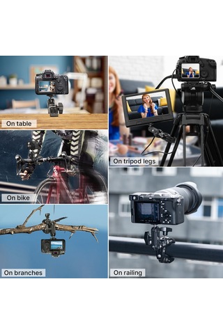 Reedark Çok Fonksiyonlu 360 Dönebilir Alüminyum Kelepçe 1/4 Ve 3/8 İnç Vida 1.5kg Yük Kapasiteli