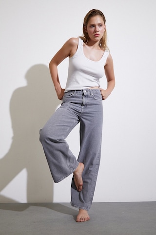 Never More Yüksek Bel Wide Leg Jean Füme