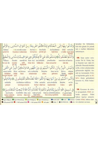 7 Özellikli Cami Boy Kuranı Kerim Satır Arası Türkçe Okunuş