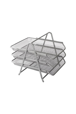 Kraf Perfore Evrak Rafı Metal 3 Katlı 460g Gri