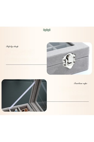 Yystore Takı Saklama Kutusu Kadife Şeffaf Pencere Ücretsiz Kombinasyon Bej