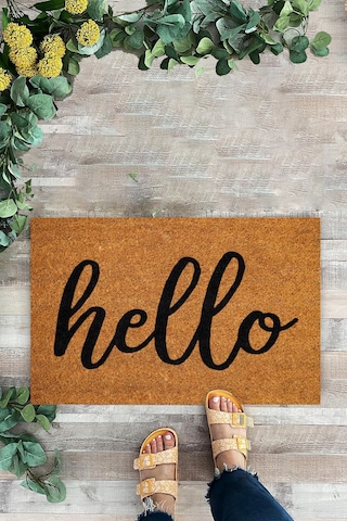 Hello Yazılı Paspas, İç Ve Dış Dekoratif Kapı Önü Paspası
