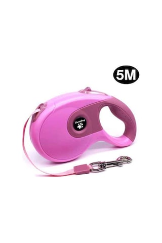 Eurodog Otomatik Tasma Yumuşak Doku Pembe 5m Pembe
