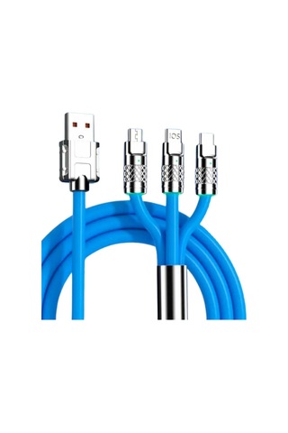 Buffer Kutulu 3 Şarj Aleti 1 Arada Çinko Alaşım Hızlı Şarj Kablosu Mavi 3 İn 1