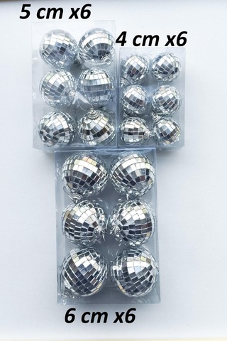 Yılbaşı Çam Ağacı Süsü Aynalı Disko Topu 5 Cm 6 Lı 1 Set