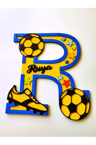 Fenerbahçeli Çoçuk Odası Kapı & Duvar Süsü Kişiye Özel R Harfi