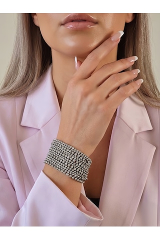 Çoklu Döküm Su Yolu Rhinestone Füme Renk Kristal Bileklik