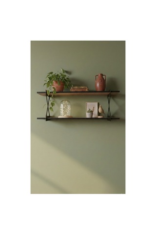 2'li Dekoratif Duvar Rafı Modern Tasarım, Kolay Montaj, 90x20 Cm - Ceviz Desenli Ceviz - 650505445 Ceviz
