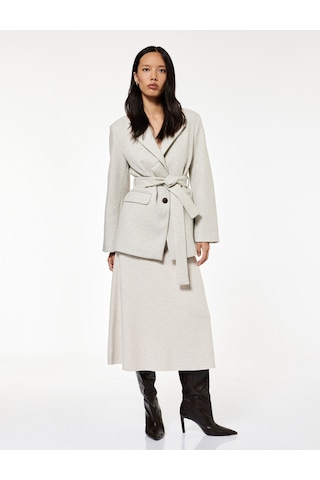 Koton Kuşak Detaylı Uzun Kollu Cepli Kaşe Kaban Vızon Melanj 6wak20193ew Vizon