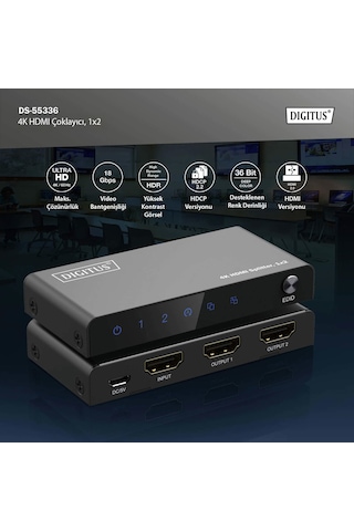 Dıgıtus 4k Hdmı Splitter, 1x2, 4k/60hz Hdcp 2.2, Edıd Control