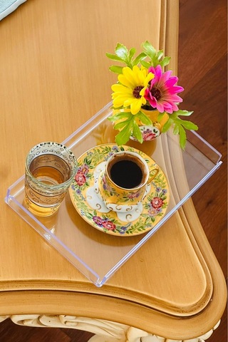 Makri Home 2'li Kristal Şeffaf Sunum Tepsisi 225 X 145 X 20 Mm Beyaz