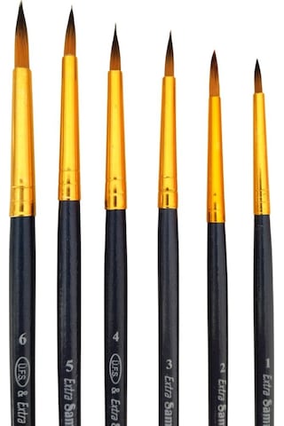 Samur 6'lı 123 Sentetik Akrilik Ve Sulu Boya Fırça Seti Tezhip Ve Minyatür