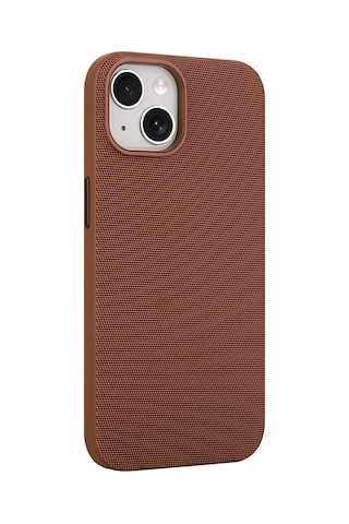 Maks Technology Apple Uyumlu iPhone 15 Kılıf M-safe Şarj Özellikli Kumaş Tasarımlı Mkst Miami Sert Pc Kapak - Kahverengi