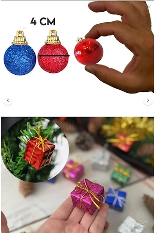 18 Parça Yılbaşı Ağacı Top Süs Noel Adam Top Süs Hediye Paketi