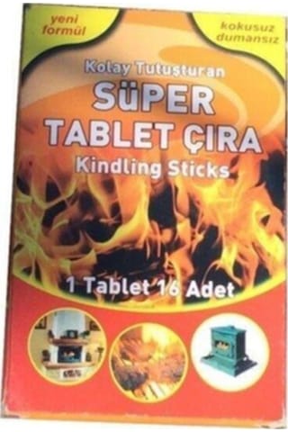 Süper Tablet Çıra 1 Tablet 16 Adet - Mangal Soba Tutuşturucu