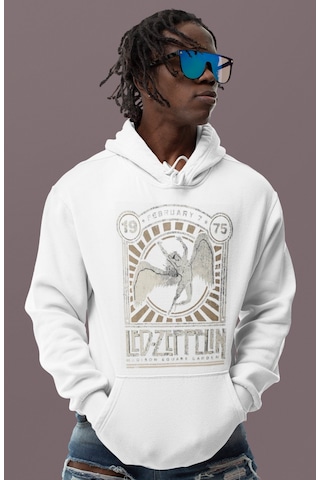 Sevbano Tasarım Led Zeppelin Baskılı Unisex Oversize Rock Metal Müzik Gru beyaz