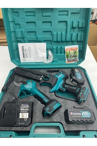 Dijitalgöstergeli 3 Lü Set A Plus 21v3ah 50mm Budama Makası Kömürsüz Testere Teleskobik Kol