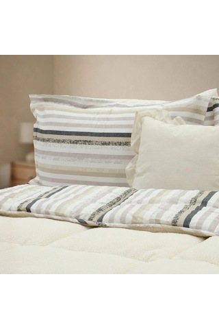 Sherpa Comforter Çift Kişilik Uyku Seti - Krem