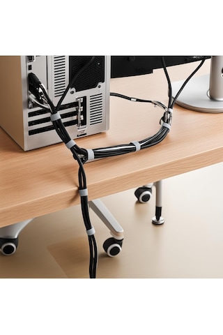 Lexroo Yapışkanlı Cırt Cırt Kablo Düzenleyici 5 Metre Kablo Düzenleme Organizer Bant Ev Ofis Ve Standart