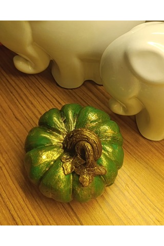 Büyük Boy El Boyaması Yeşil Kabak Biblo-dekoratif Ev Ürünü-rustik Hasat Kabak Figürü Yeşil