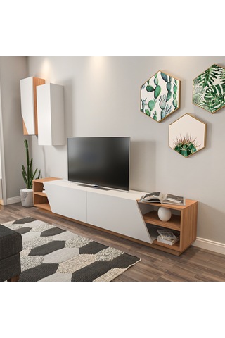 Zebra Tv Ünitesi Beyaz Teak
