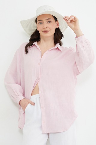 Fullamoda Basic Oversize Gömlek Pembe