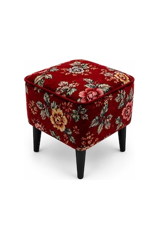 Coart Home Puf - Ayak Uzatma Koltuğu, Ahşap Ayak, Kırmızı, 40x40 Cm, Kare Diğer