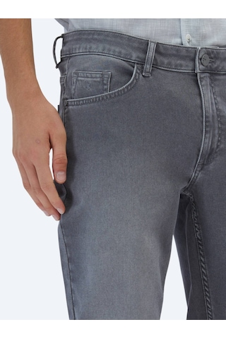 Gri Slim Fit Denim Pamuk Karışımlı Pantolon Gri