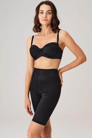 Toparlayıcı Bel Ve Bacak İnceltici Dikişli Uzun Paçalı Orta Bel Sıkı Şort Korse Siyah