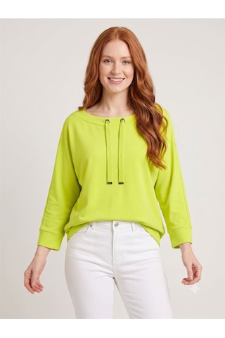 Neden Tekstil Kadın Relaxed Fit Uzun Kollu Yuvarlak Yaka Basic Bluz - Neon Yeşil