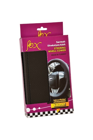 Fox D-124 Dikmeli Noktalı 38 Cm Siyah Direksiyon Kılıfı