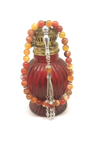 Kahverengi Hareli Doğaltaş Akik Tespih