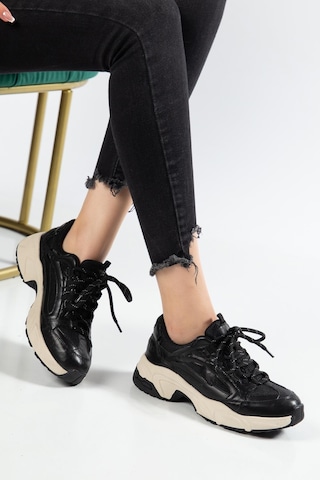 Suins Boris Premium Model Kadın Spor Ayakkabı Sneaker Siyah