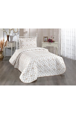 Parolin Tek Kişilik Kapitoneli Yatak Örtüsü Krem Gold Krem - Gold