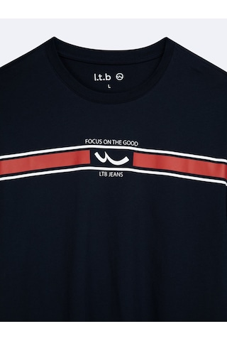 Ltb Şeritli Logo Baskılı Lacivert T-shırt Lacivert