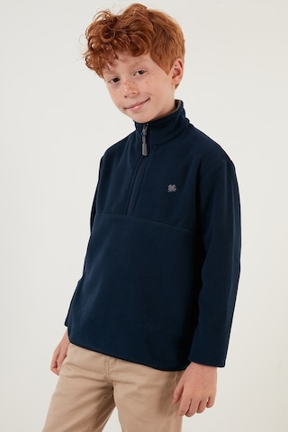 Lela Yumuşak Dokulu Fermuarlı Dik Yaka Şardonlu Kışlık Unisex Çocuk Polar 5905002 Lacivert