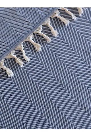 %100 Pamuk Koltuk Örtüsü - Çok Amaçlı Koltuk Şalı, Pike, Piknik Örtüsü-170x220cm Mavı Mavi