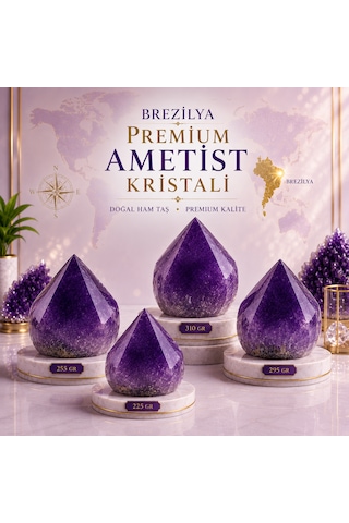 Premium Brezilya Ametist Kristali Doğal Faset Kesim Dekoratif Kristal Taş 295 Gr