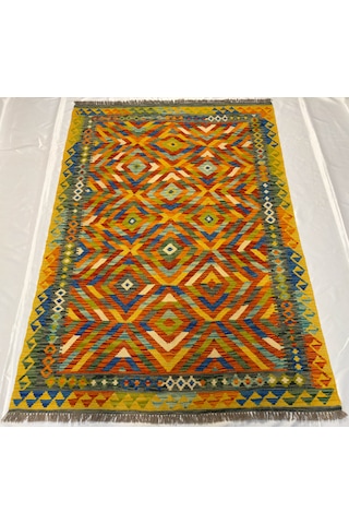 El Dokuma Afgan Kilim 100% Yün Kök Boya Elsanat Eserı İle Harıka Model Çok Renkli