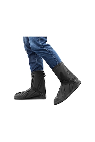 Yuntech01 Siyah Pvc Lastik Su Geçirmez Kaymaz Yağmur Ayakkabı Koruması, Orta Boy, L 37-38 Eu Numara Siyah