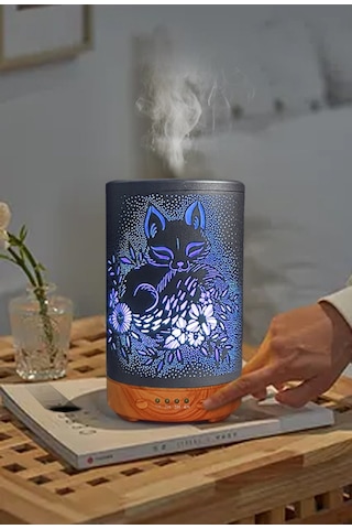 200 Ml Oda Hava Nemlendiricisi Rgb Işık Gece Lambalı Desenli Zaman Ayarlı Kumandalı Nemlendirici