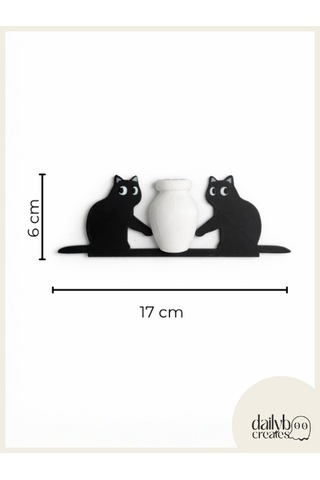 Kedi Bıyığı Toplayıcı Magnet-vazolu Buzdolabı Süs-2 Kedili Bıyık Biriktirme Magnet Siyah