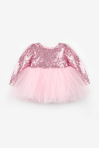 Le Mabelle Pembe Pullu Uzun Kollu Kız Bebek Elbise - Berry Pembe