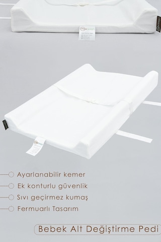 Mordesign Bebek Alt Açma Minderi, Alt Değiştirme Pedi, Ek Konturlu, Ayarlanabilir Kemer, Aşkabat Serisi, Zg965